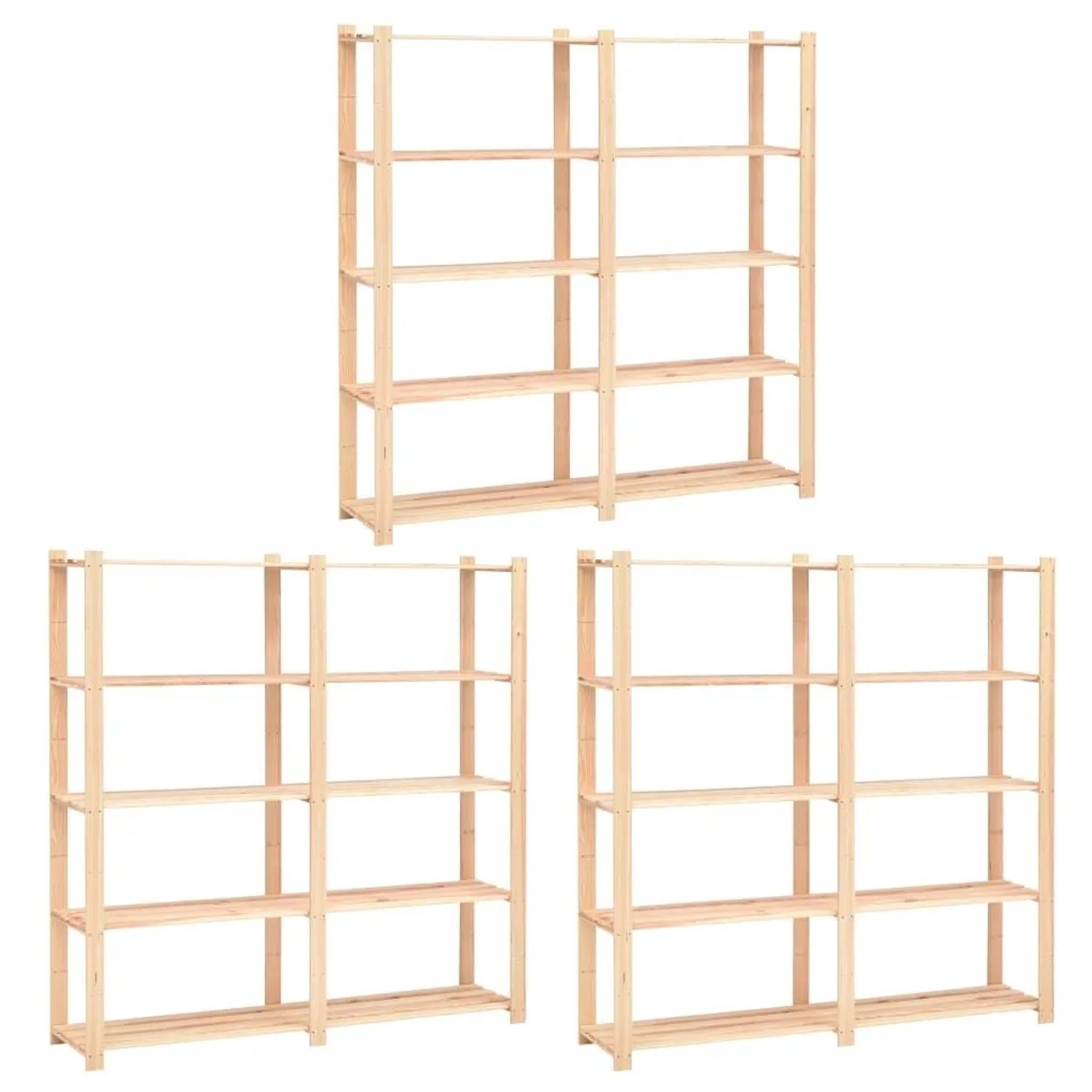 vidaXL Lagerregale 5 Böden 3 Stk 170x38x170cm Massivholz Kiefer 500kg 3051110