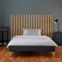 Graues Polsterbett 90x200 mit Lattenrost und Matratze. Modernes Einzelbett für Schlaf- oder Gästezimmer.