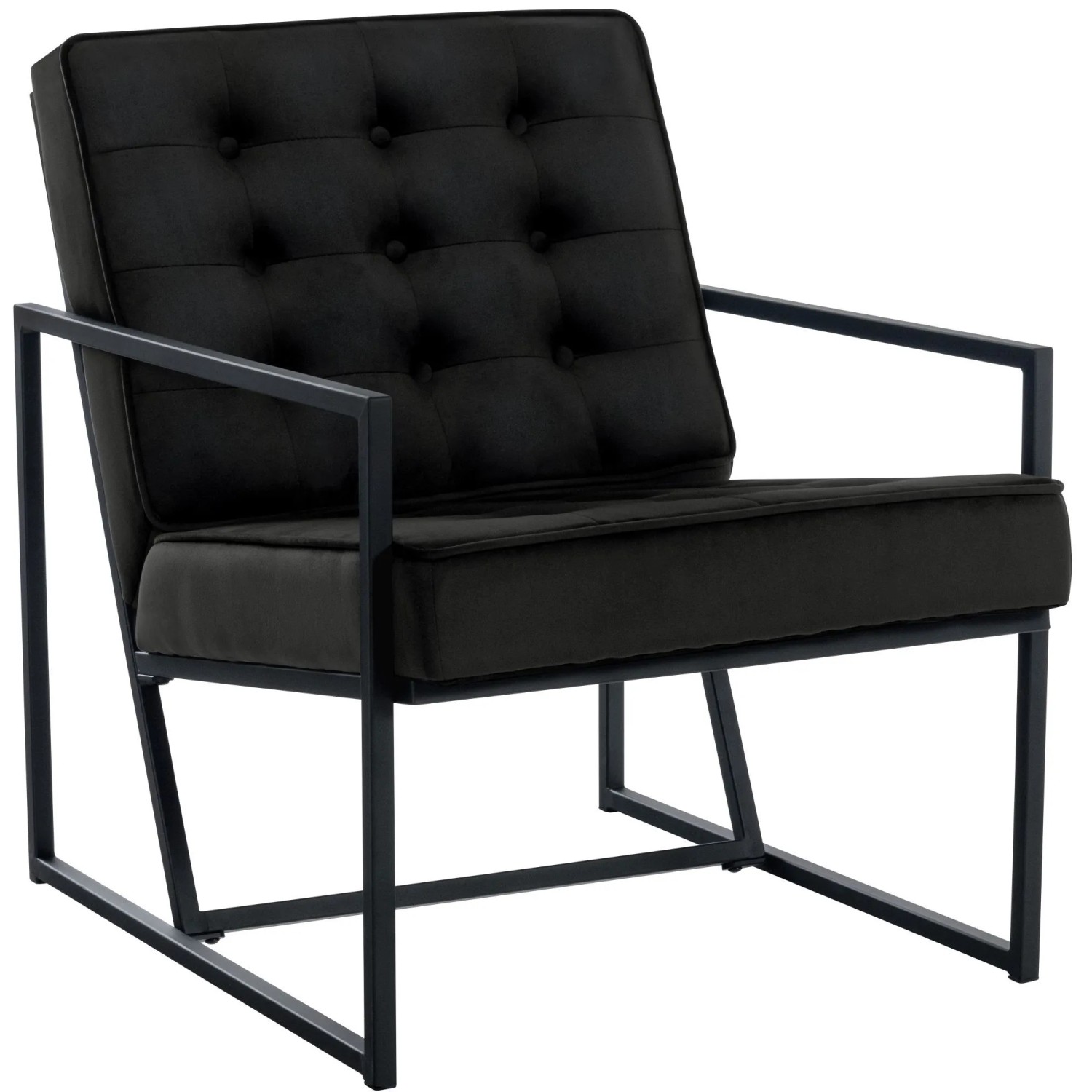 DELUKE Lounger Sessel NAMUR Samt Schwarz 63x83x79,5cm Barhocker Loungesessel Wohnzimmer Bequem Clubsessel Sessel Hotel