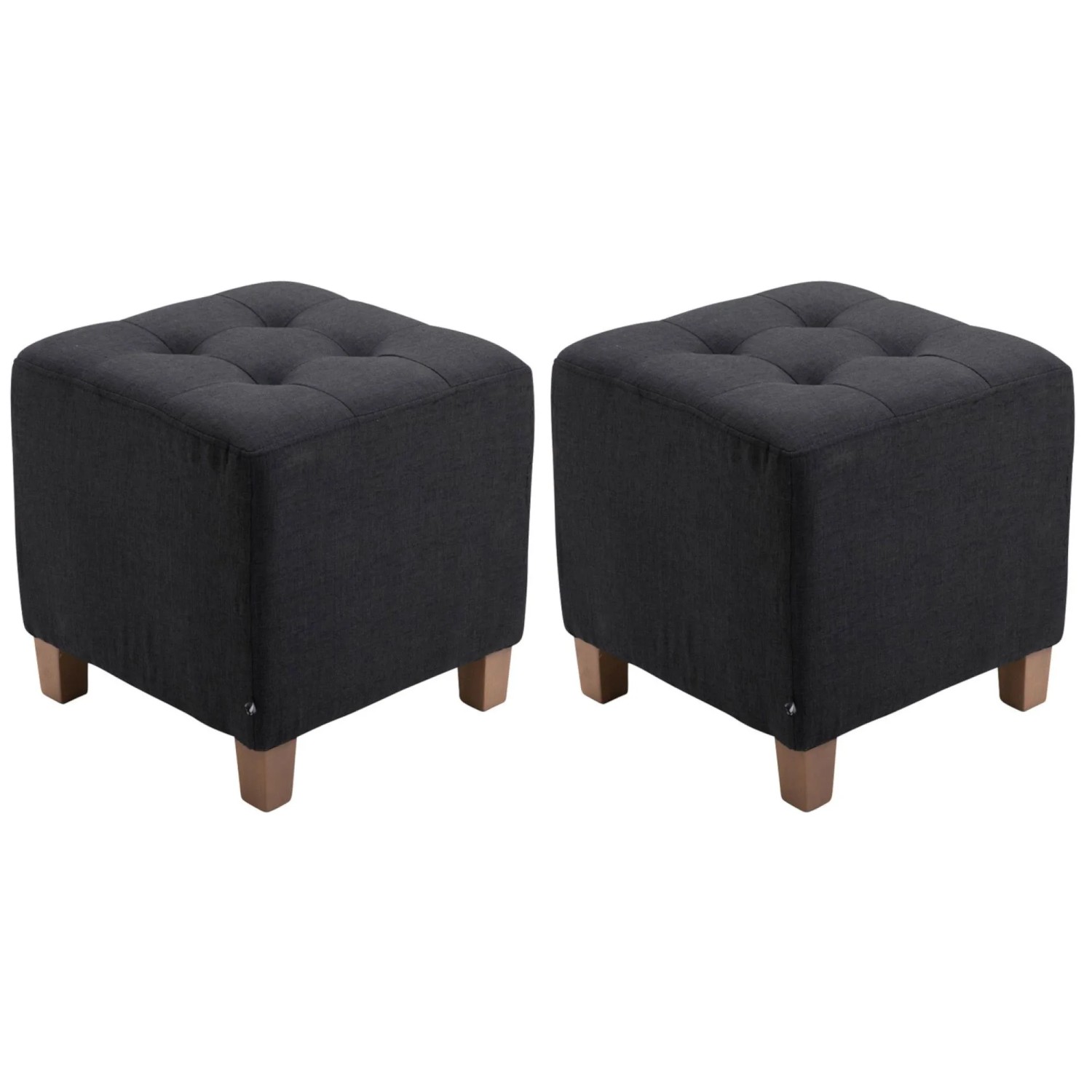 DELUKE 2er Set Sitzhocker CELIS Stoff Schwarz 45x45x46cm Hocker Schlafzimmer Polsterhocker Wohnzimmer Sitzbank Esszimmer