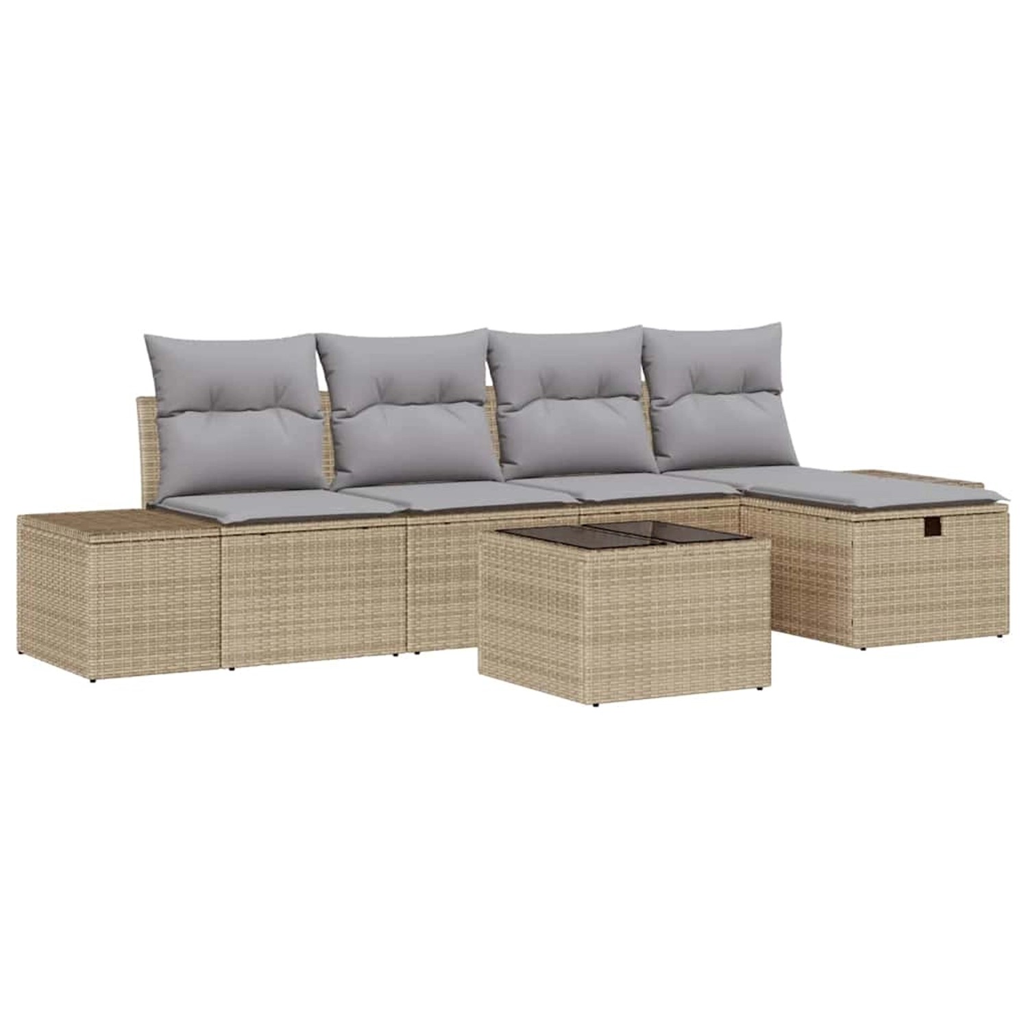 vidaXL Garten-Sofa-Set mit Kissen 6-Tlg Beige Poly Rattan 3359369 günstig online kaufen