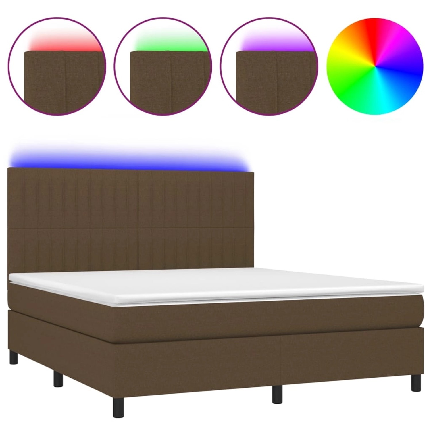 vidaXL Boxspringbett mit Matratze & LED Dunkelbraun 160x200 cm Stoff 313504 günstig online kaufen