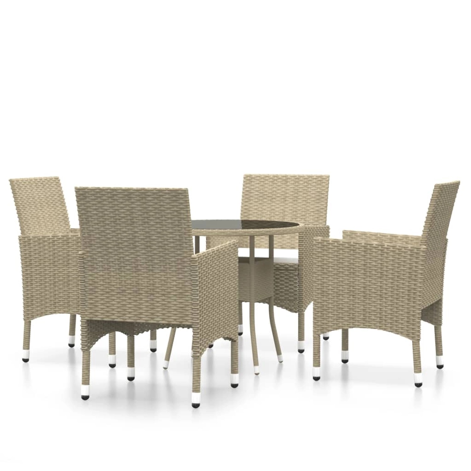 vidaXL 5-tlg Garten-Essgruppe Poly Rattan Beige Modell 1 günstig online kaufen