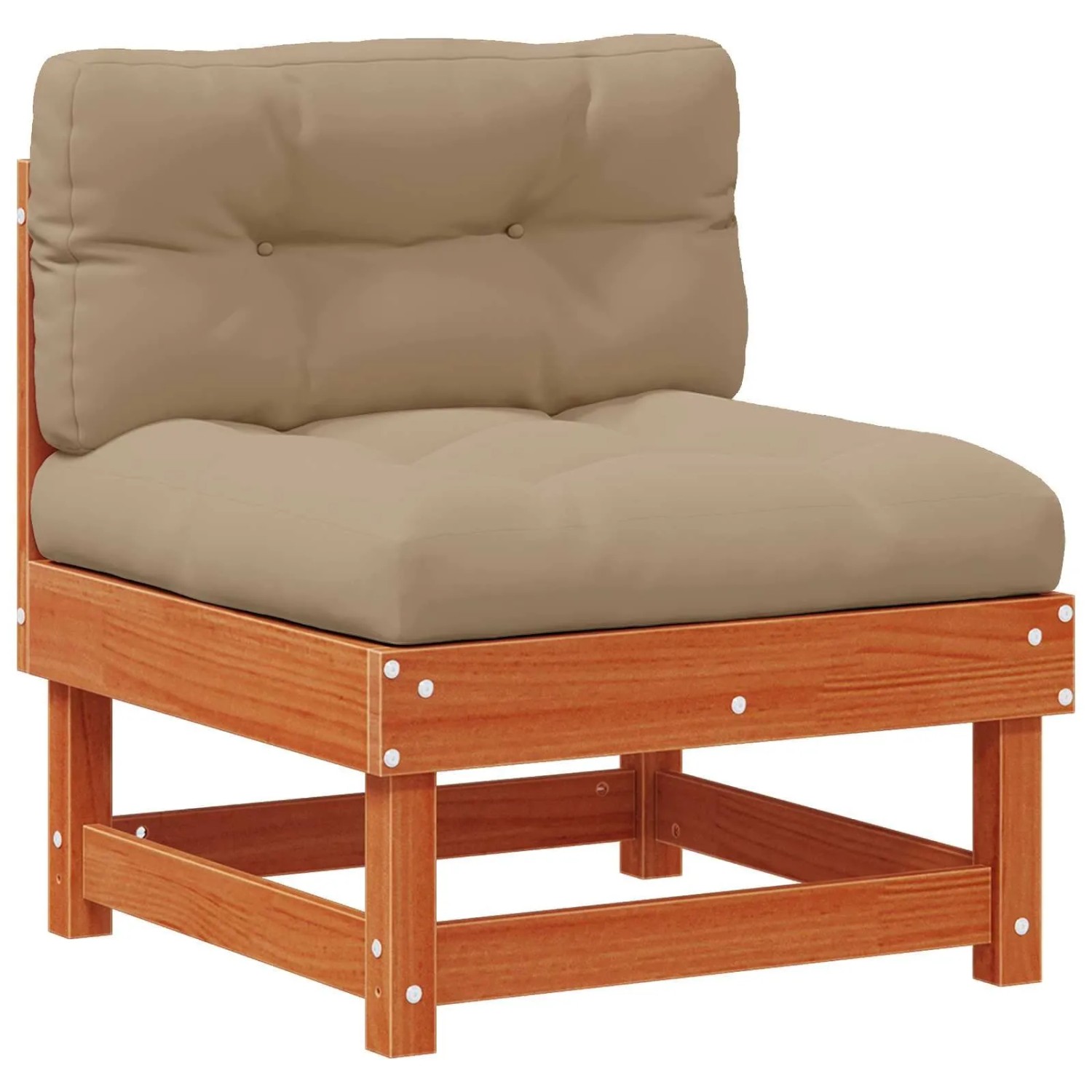 vidaXL Garten Mittelssofa Massives Kiefernholz Wachsbraun 865431