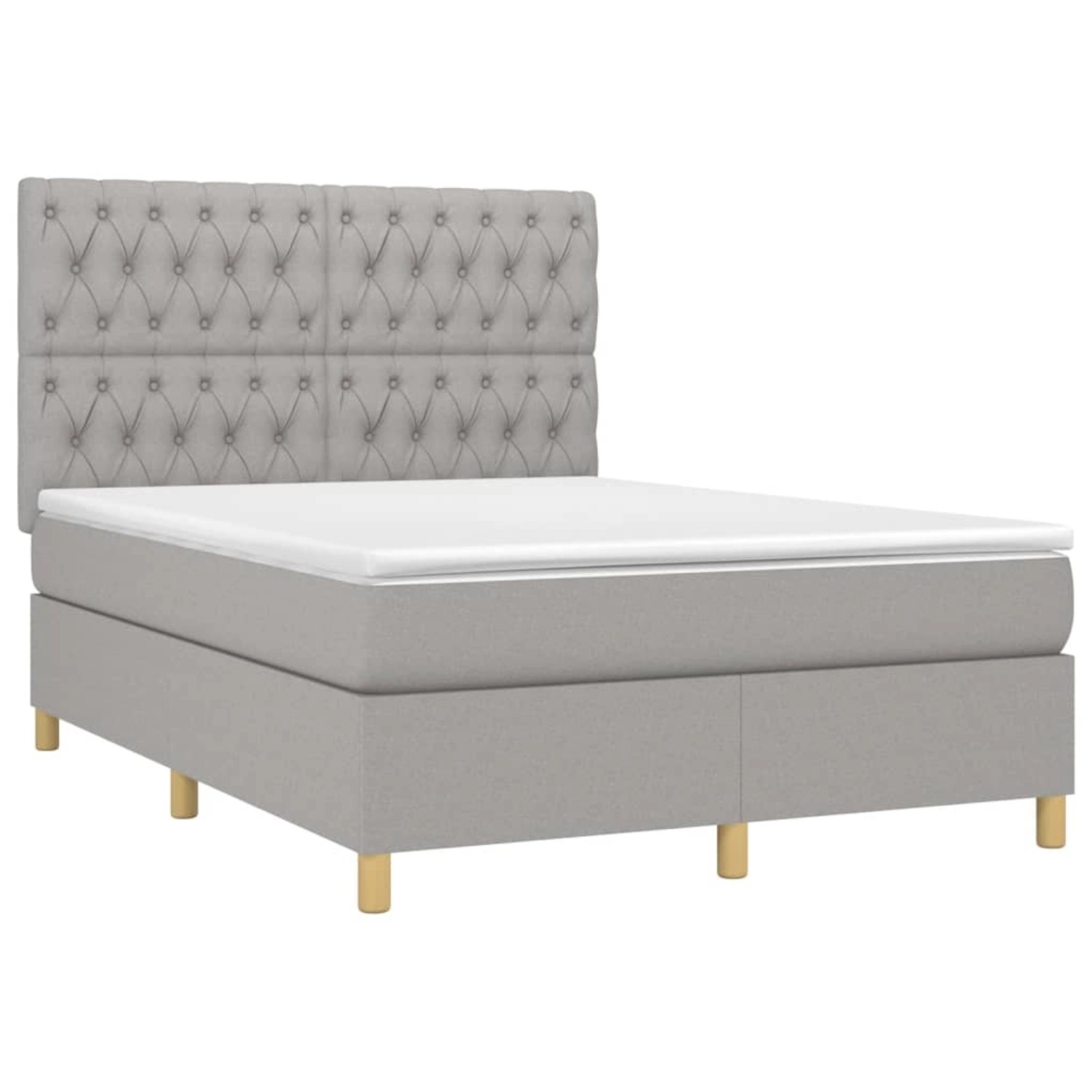 vidaXL Boxspringbett mit Matratze & LED Hellgrau 140x200 cm Stoff 3135677 günstig online kaufen