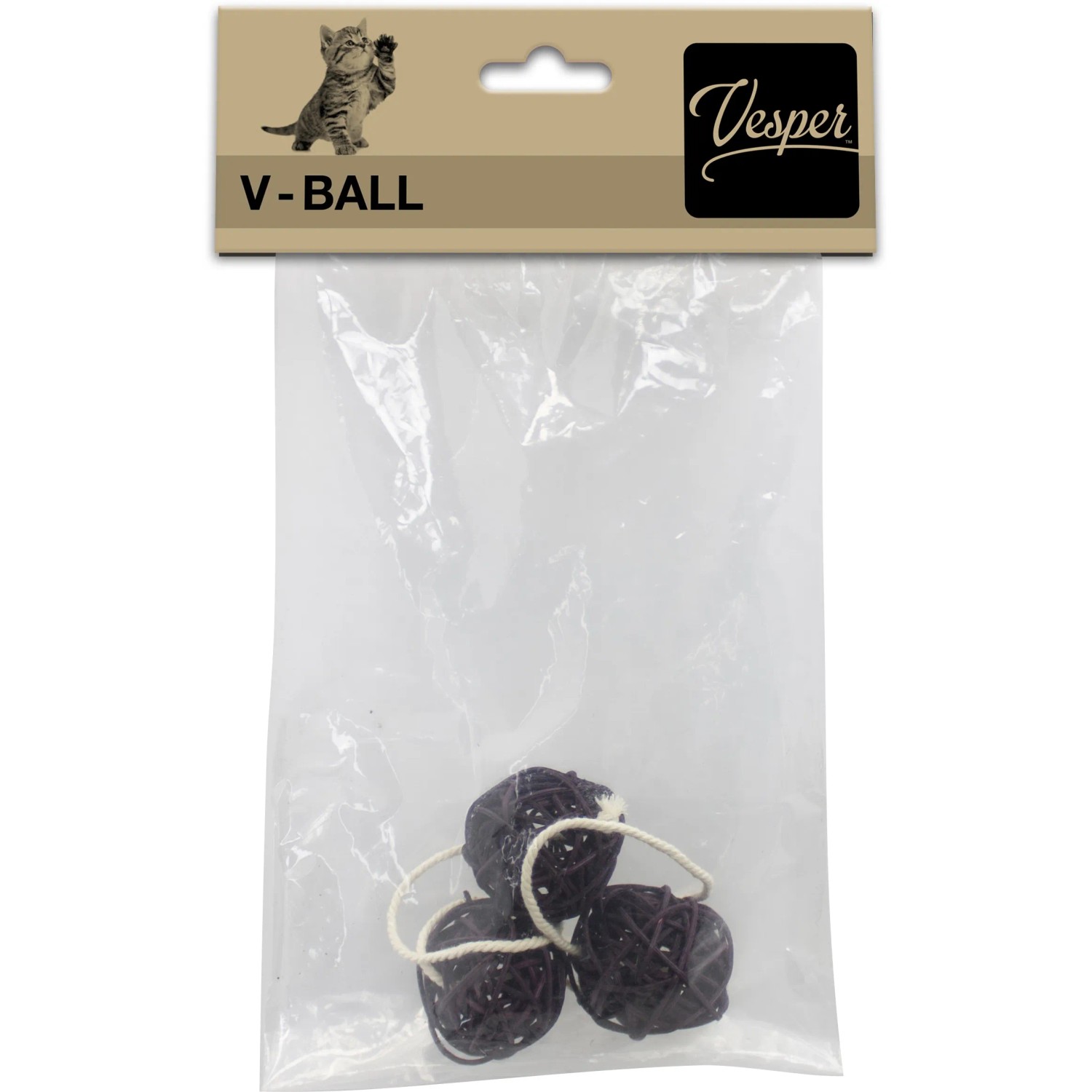 Vesper Kratzbaum Ersatzball, dunkelbraun, Ø 4cm, 3er Set aus Rattan für Kratzbäume mit Spielzeugball.