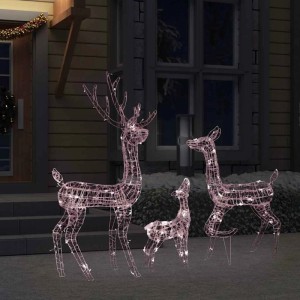 vidaXL LED-Rentier-Familie Weihnachtsdeko Acryl 300 LED Warmweiß 329793