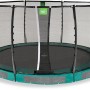 Grünes EXIT Allure Premium Bodentrampolin Ø 427 cm mit Sicherheitsnetz.