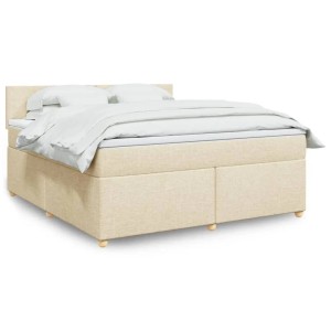 vidaXL Boxspringbett mit Matratze Creme 180x200 cm Stoff 3289057