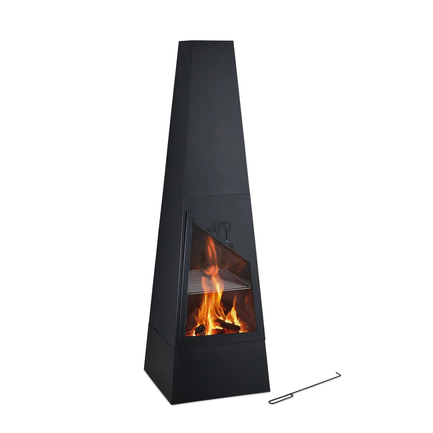 Relaxdays Gartenkamin Stahl Schwarz mit Grillfunktion 149 cm x 44,5 cm x 44,5 cm 22,4 kg