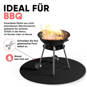 Feuerfeste Unterlage (50x50 cm) unter Grill. Brandschutzmatte für sicheres Grillen.