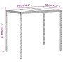 vidaXL Gartenmöbel Tisch, Teil des 4-tlg. Lounge-Sets, aus schwarzem Poly Rattan mit Glasplatte und Maßangaben.