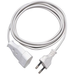 Weiße REV Euro-Verlängerung (3m) mit Eurostecker und -kupplung.