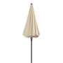 Geschlossener, naturfarbener Doppler Balkonschirm Sunline Ø 150 cm mit Knickfunktion.