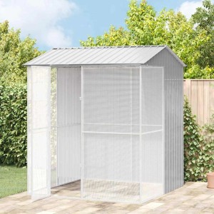 vidaXL Vogelkäfig Grau 215 x 210 x 247 cm Verzinkter Stahl 3325175
