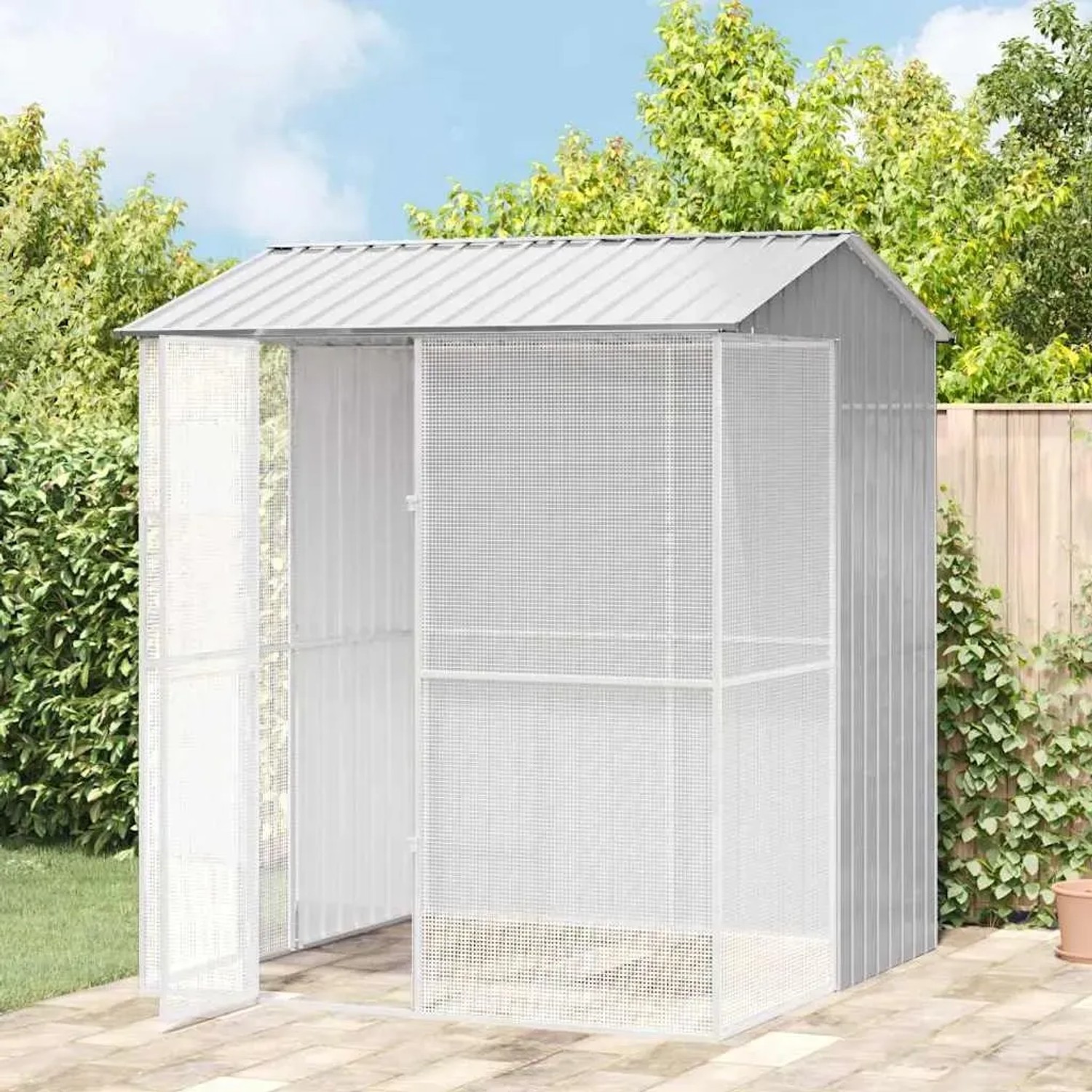vidaXL Vogelkäfig Grau 215 x 210 x 247 cm Verzinkter Stahl 3325175_2