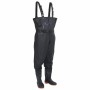 Schwarze vidaXL Wathose Größe 46 mit Stiefeln und Gürtel für Angler und Landwirte.