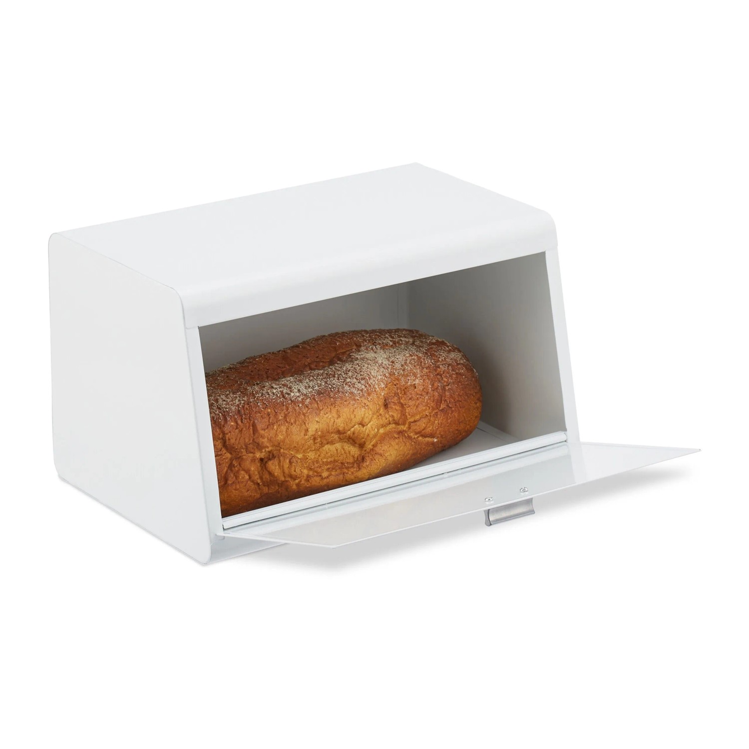 Relaxdays Brotkasten Edelstahl Weiß Rollbar 20,5 cm x 34,5 cm x 23,5 cm 1,5 kg