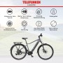 Graues Telefunken SUV E-Bike 29 Zoll mit Mittelmotor und 10-Gang Kettenschaltung.