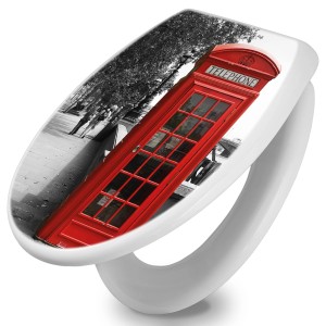 Banjado WC-Sitz mit Absenkautomatik, Motiv: Rote Telefonzelle London, Duroplast, Weiß.