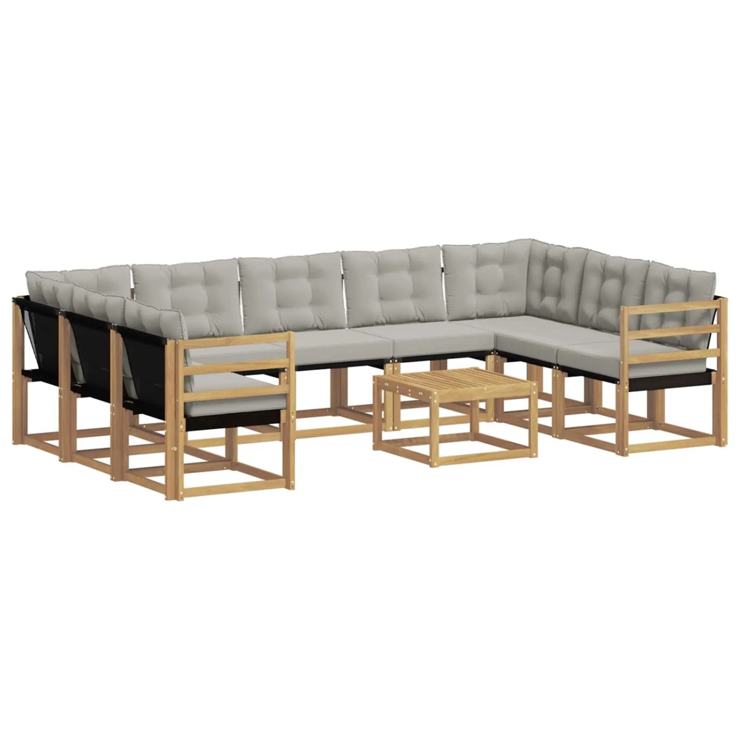 vidaXL Outdoor-Sofagarnitur mit Kissen 10 Stk Weiß und Hellgrau 3389873