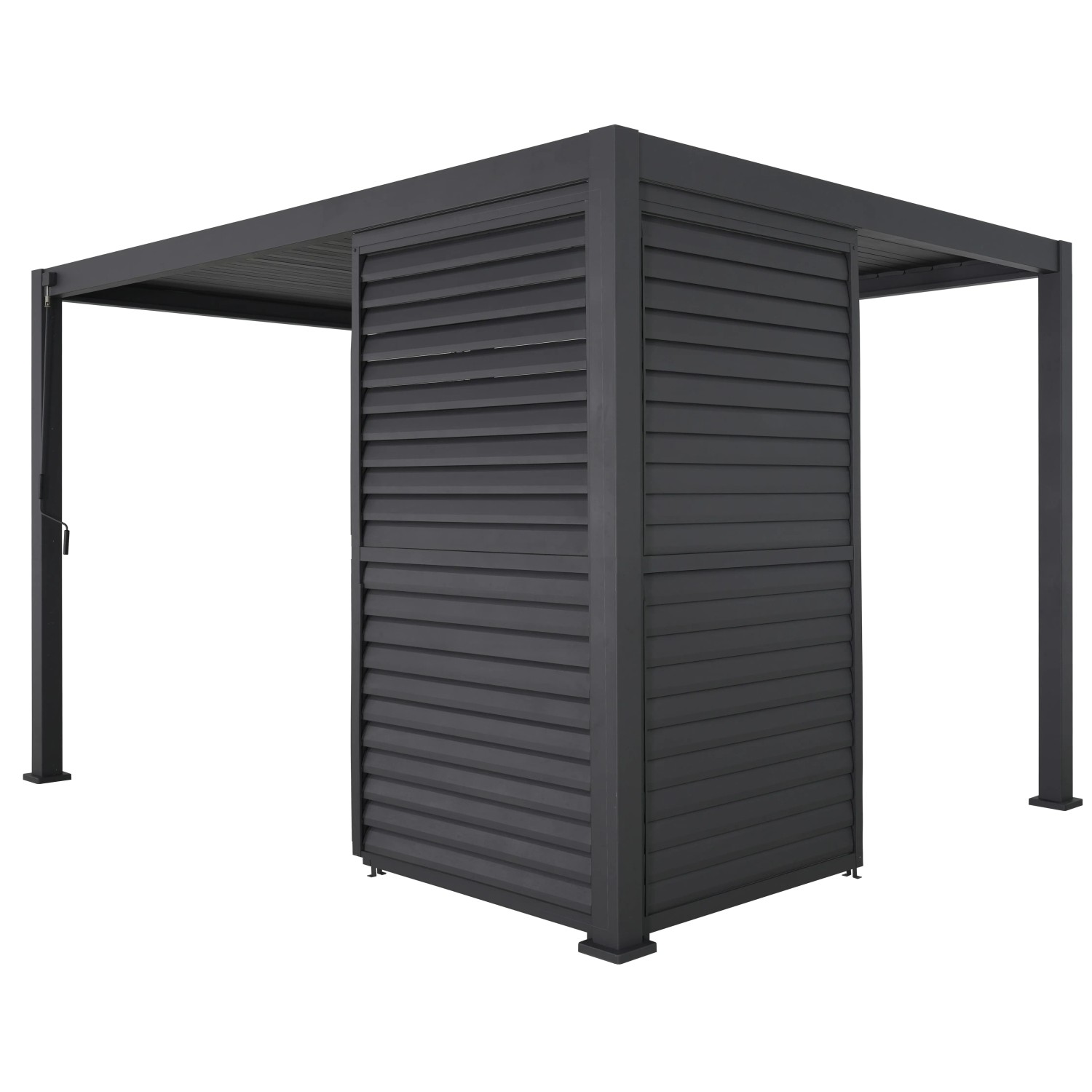 Anthrazitfarbene Lamellenwand Mirador 113 cm für Terrassenüberdachung, verstellbare Lamellen.
