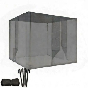 Schwarzes TTL GARDEN Moskitonetz DELUXE XL (300x300x250cm) mit Zubehör. Insektenschutz für Betten, Terrassen oder Camping.