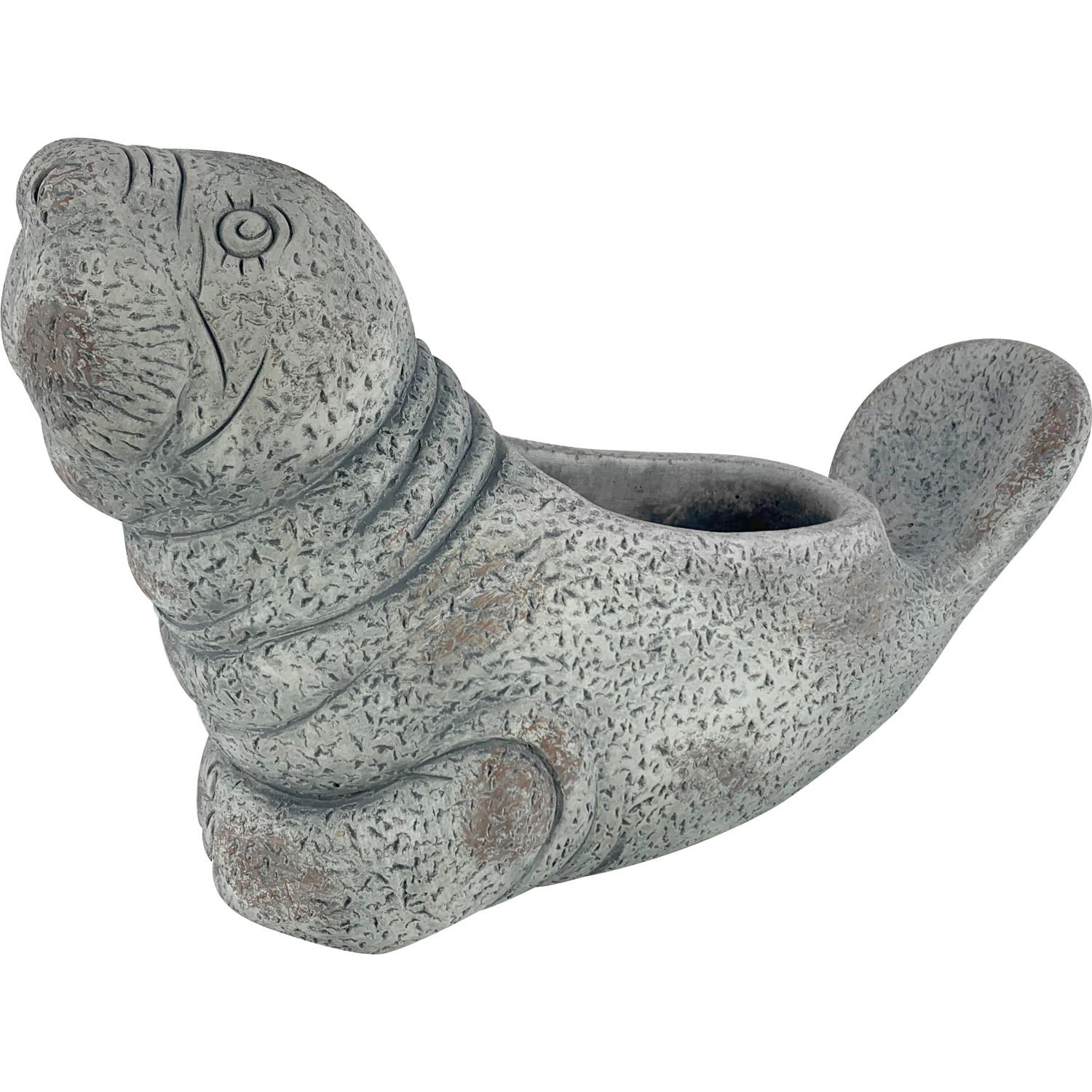 Pflanzfigur Seelöwe 38 cm Grau