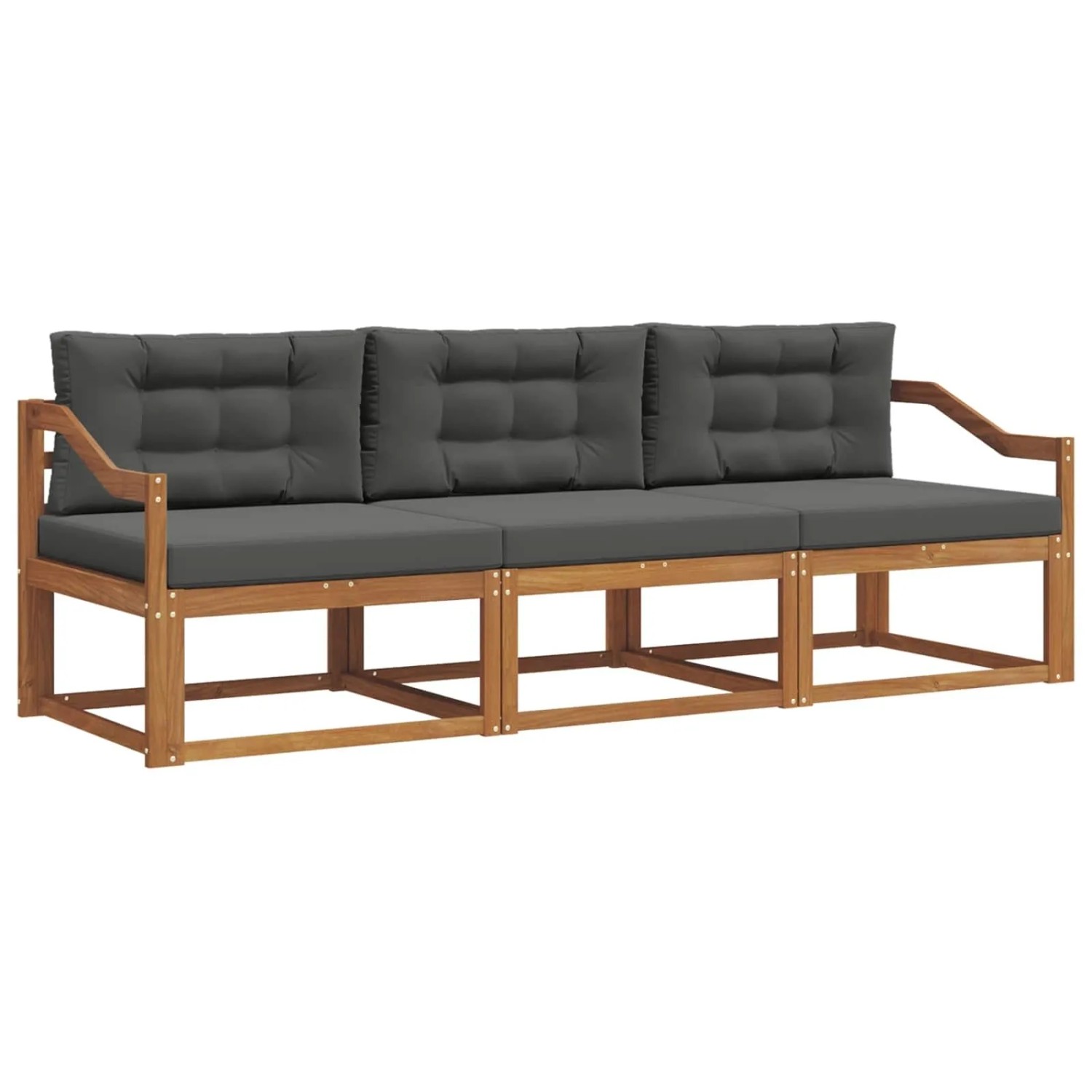 vidaXL Outdoor-Sofagarnitur mit Kissen 3-Tlg Natur und Anthrazit 3367140