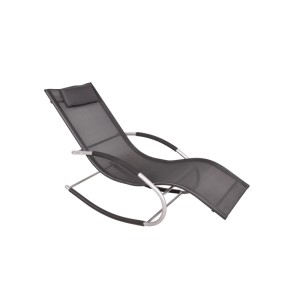 Schwarze DELUKE Schaukelliege ANIKA aus Stahl und Kunststoffgewebe für Garten, Terrasse und Balkon.