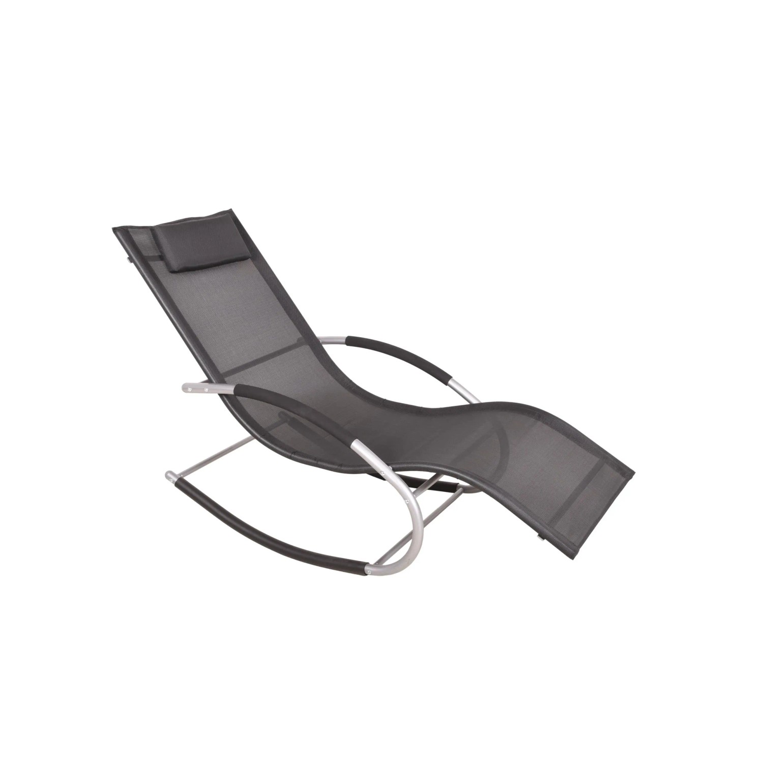 DELUKE Schaukelliege ANIKA Stahl Schwarz Kunststoff Sonnenliege Relaxliege Gartenliege