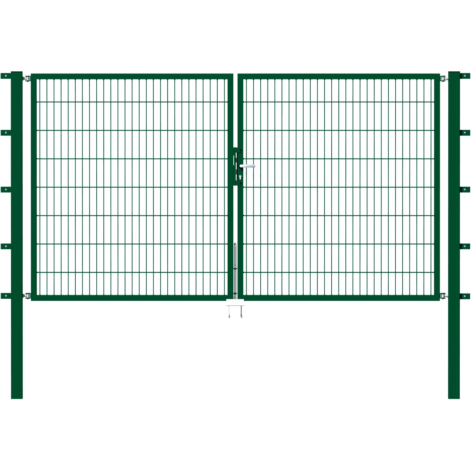 Metallzaun Doppeltor für Doppelstabmatte Grün 180 cm x 300 cm