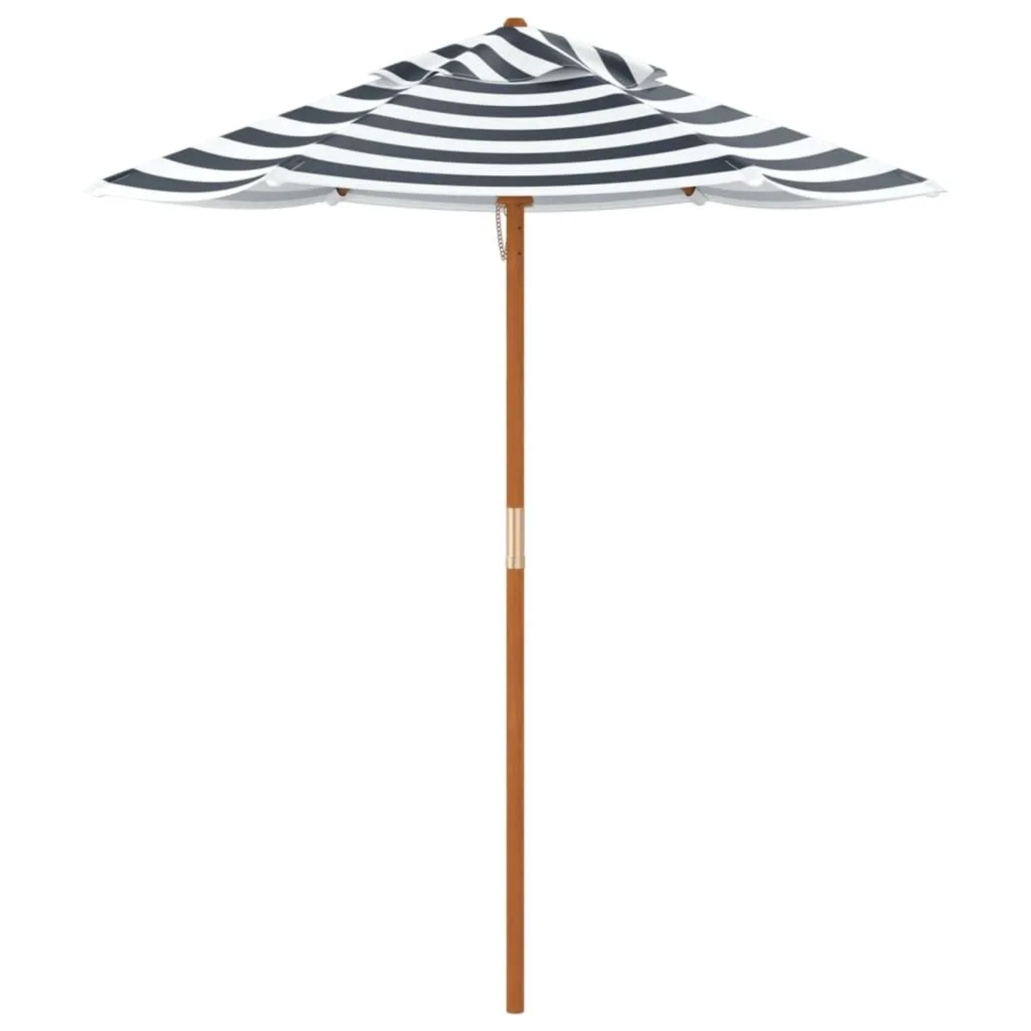 Blau-weiß gestreifter Kindersonnenschirm mit Holzstiel, Ø120cm. Markisen & Sonnenschutz für Kinder.