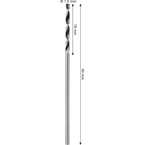 Bosch Spiralbohrer-Set, 2-teilig, HSS, für Metall, Durchmesser 1,5 mm. Metallbohrer mit zylindrischem Schaft.