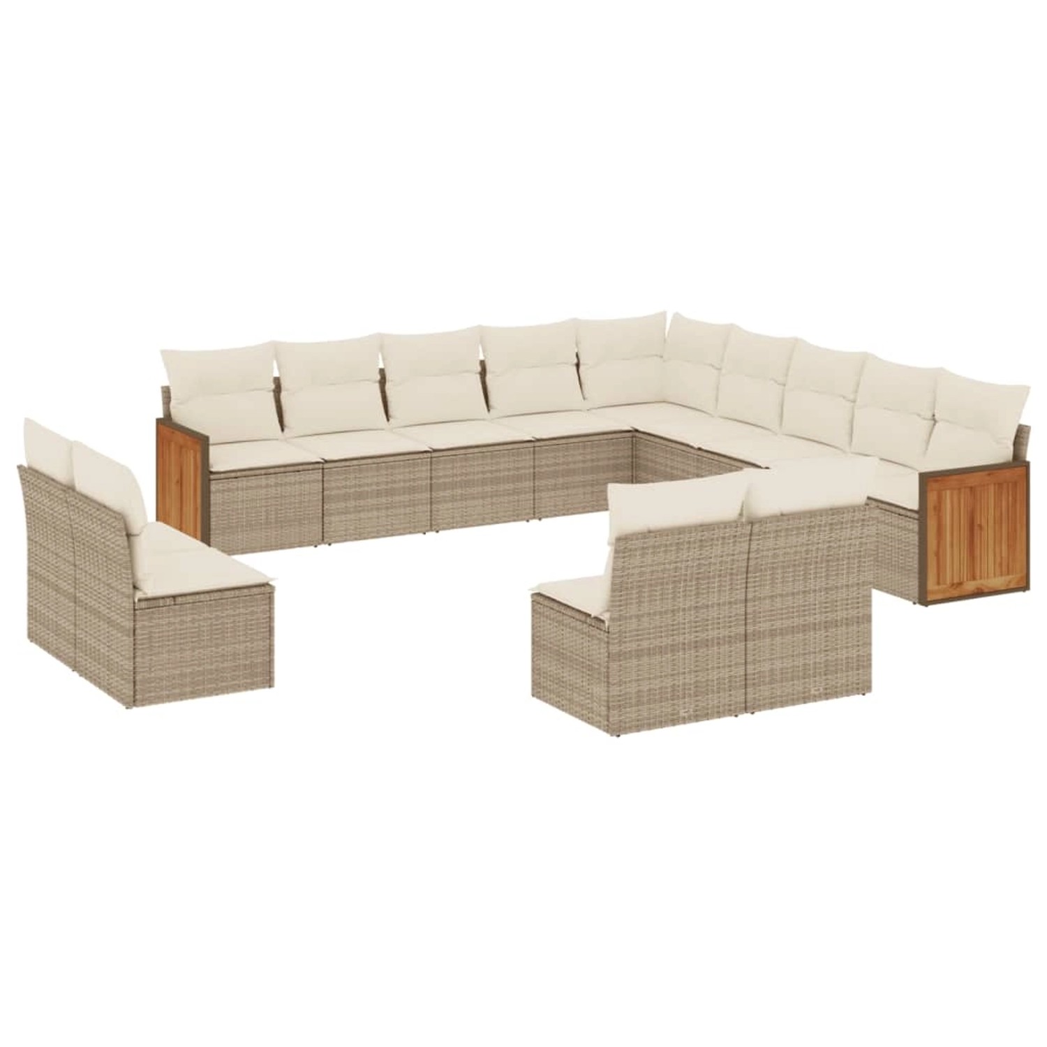 vidaXL 13-Tlg Garten-Sofagarnitur mit Kissen Beige Poly Rattan 3228165 günstig online kaufen