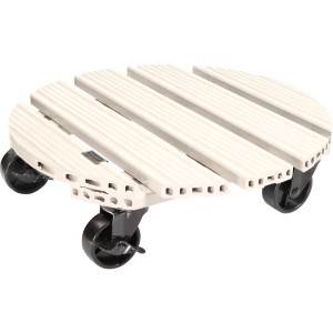 Lichtgrauer Wagner Multi Roller Rolluntersetzer aus WPC mit 4 Rollen, Ø 385mm, bis 150kg Tragkraft.