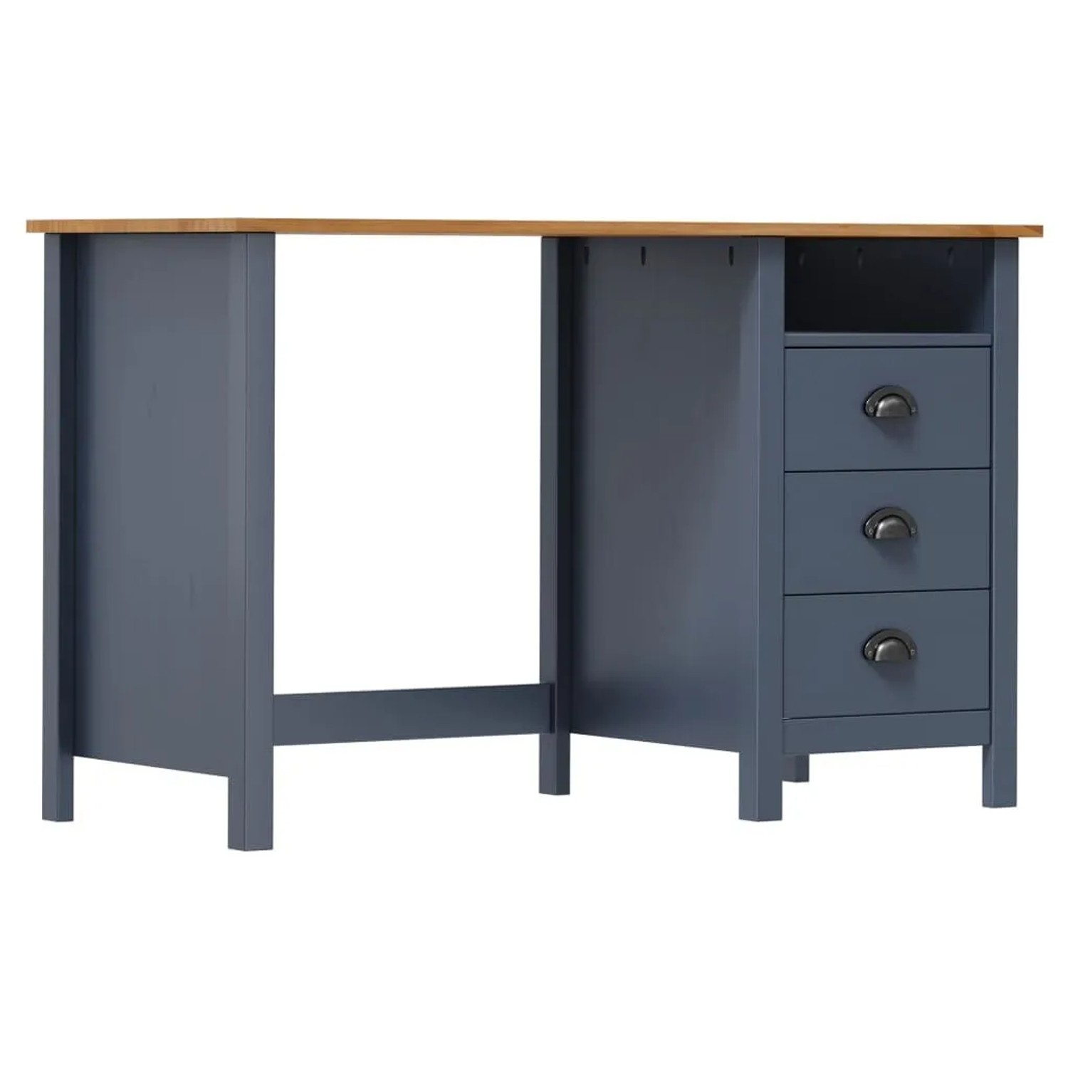 vidaXL Schreibtisch Hill mit 3 Schubladen Grau 120x50x74cm Kiefernholz 288997