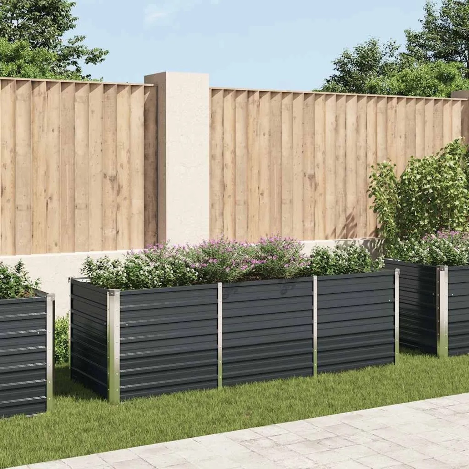 Furnicato Garten-hochbeet Anthrazit 240 X 80 X 77 Cm Verzinkter Stahl