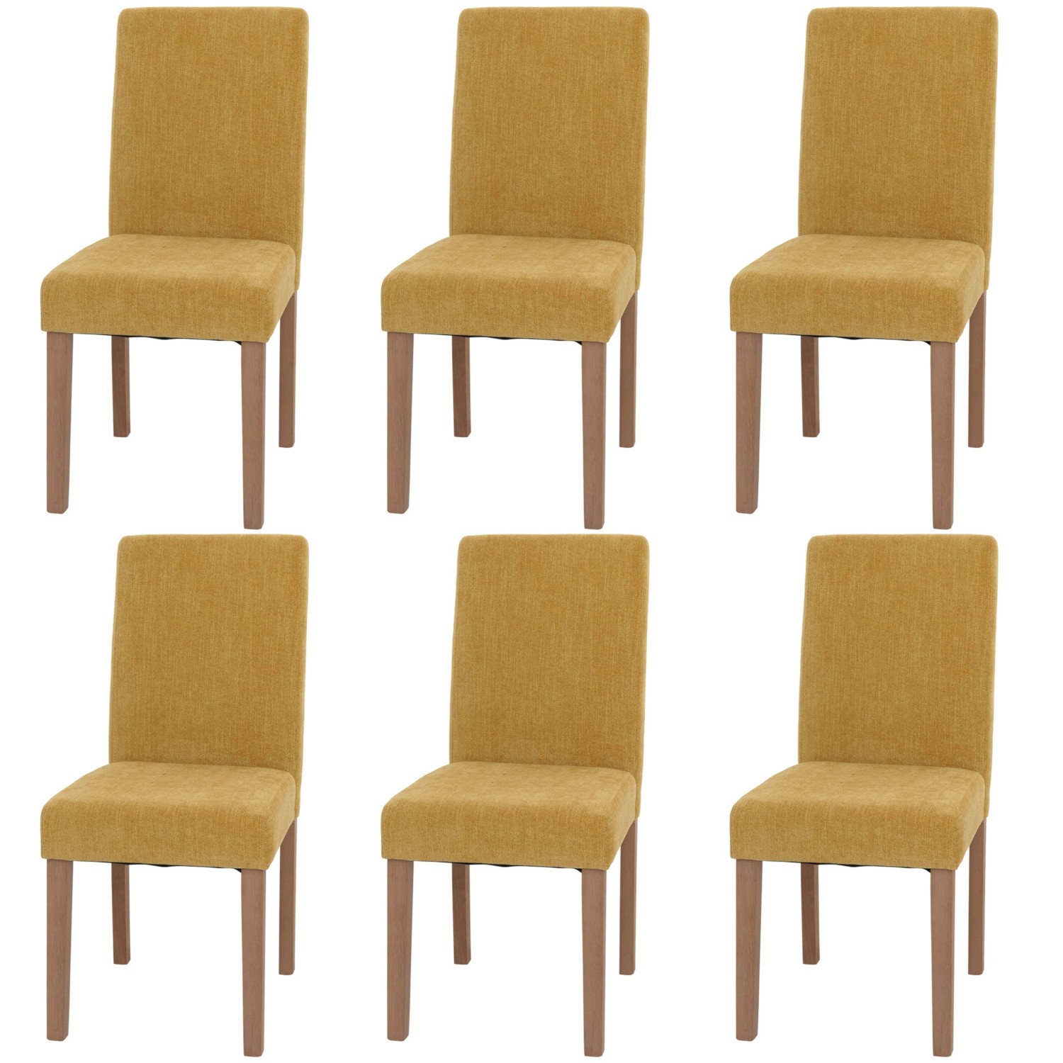 MCW Esszimmerstuhl Littau Chenille 6er-Set Gelb Naturfarbene Beine günstig online kaufen