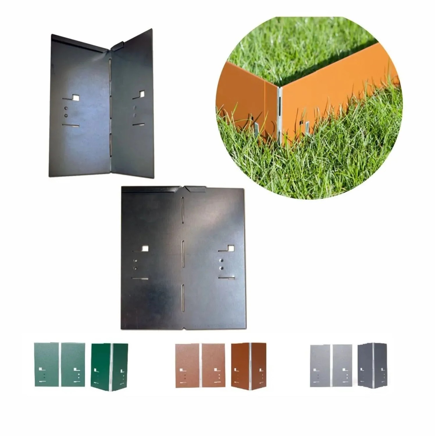 Green-Split Alu/Zink-Ecke für Rasenkanten Metall 13,5 cm