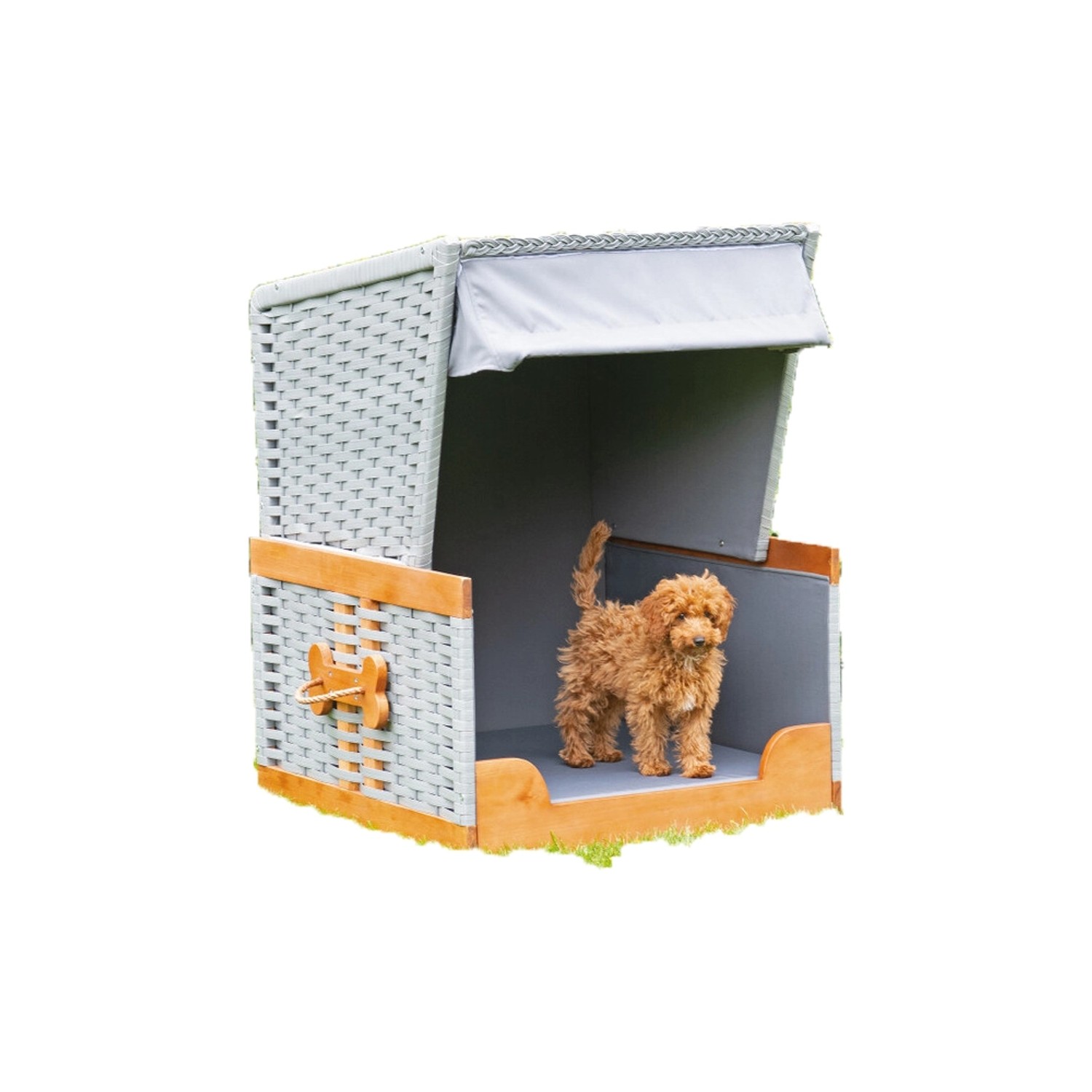 Natur24 Hundestrandkorb 82 x 83 x 109 cm Pinie Grau