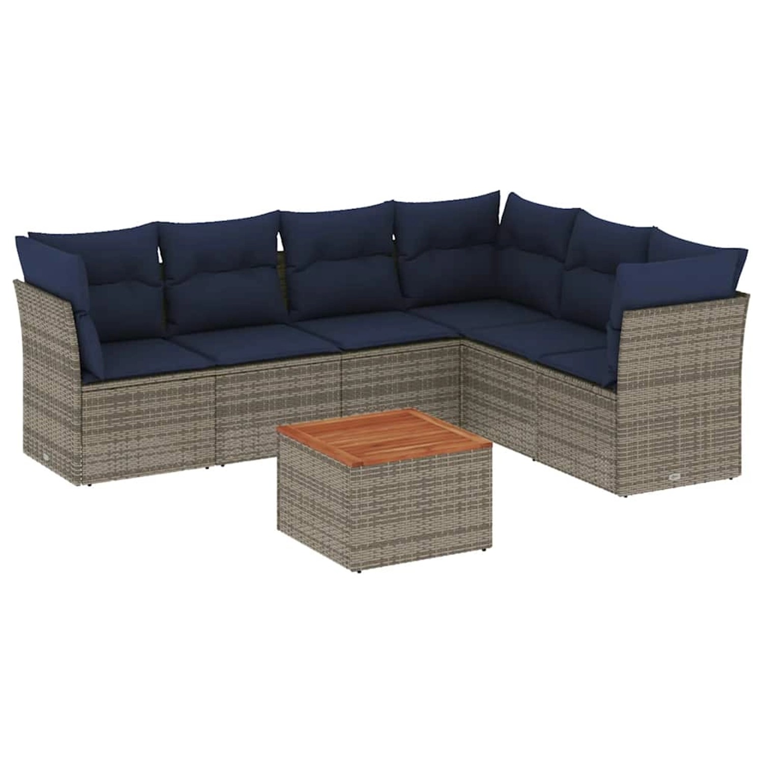 vidaXL 7-Tlg Garten-Sofagarnitur mit Kissen Grau Poly Rattan 3255991 günstig online kaufen
