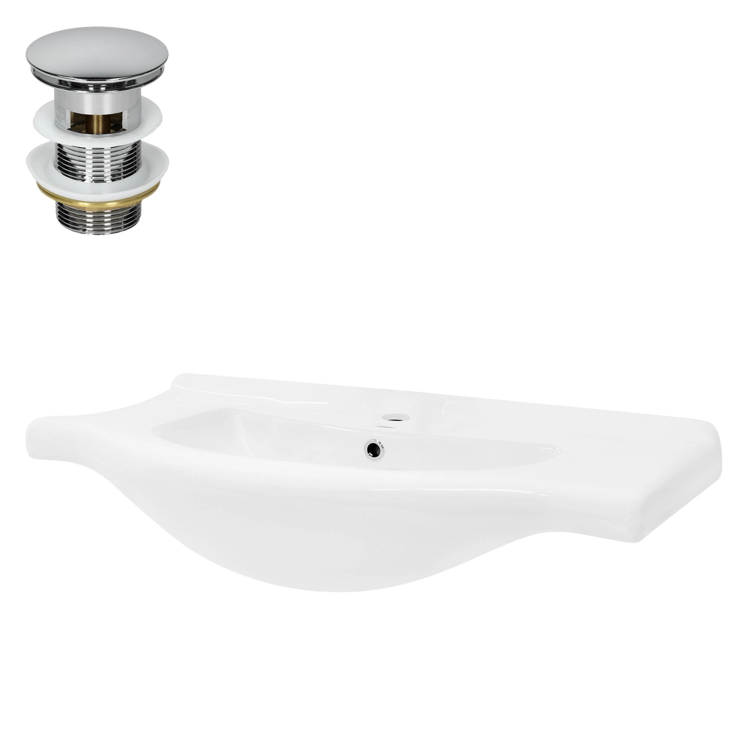 LuxeBath Waschbecken Keramik Weiß 86x21,5x51,5 cm inkl Ablaufgarnitur günstig online kaufen