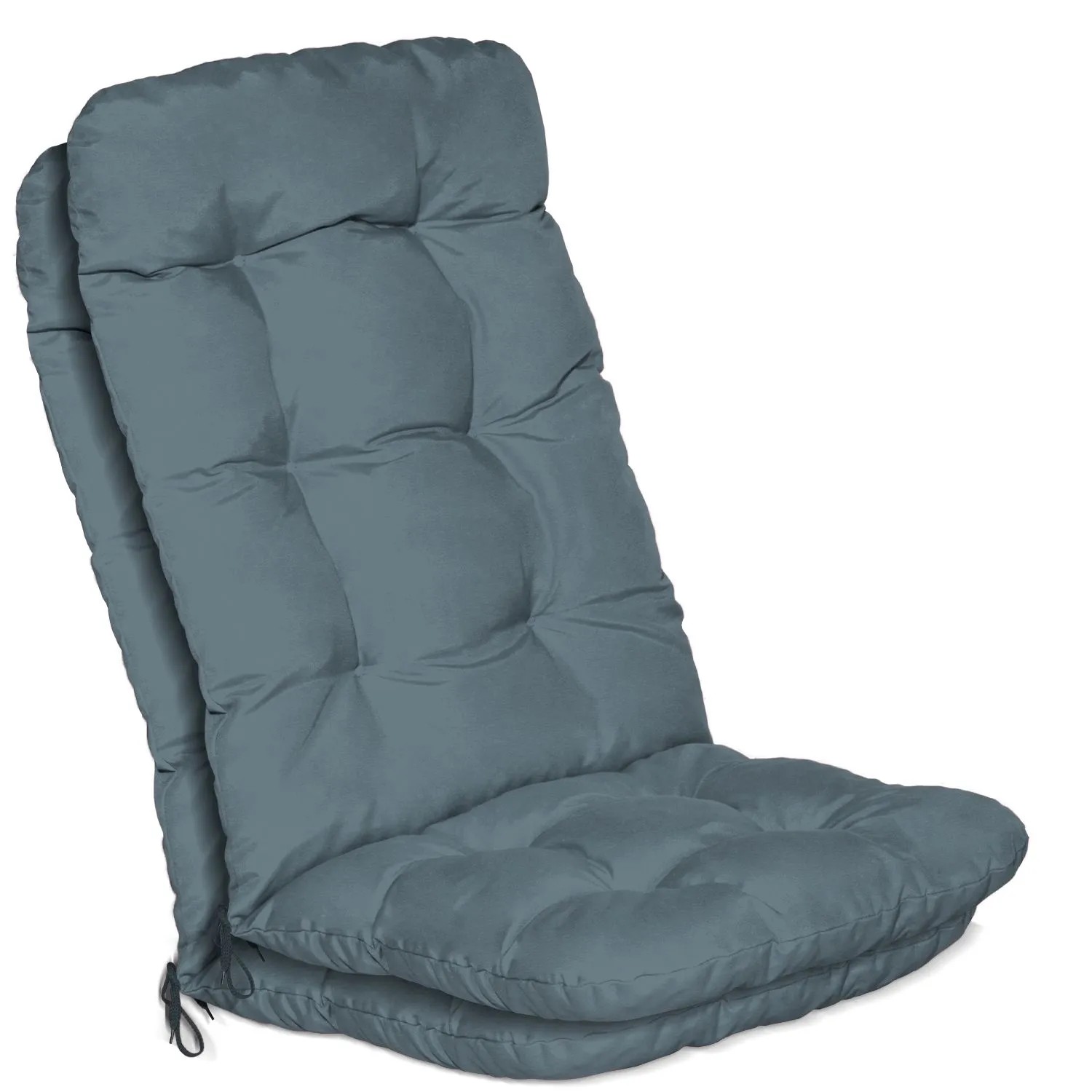 Beautissu 2er Set Hochlehner Auflagen Flair HL 120x50x8cm Taubenblau