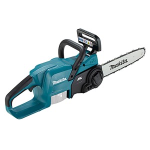 Makita Akku-Kettensäge 18V Solo, blau-schwarz, mit Schwert. Kompakte Akku Kettensäge für Gartenarbeiten.