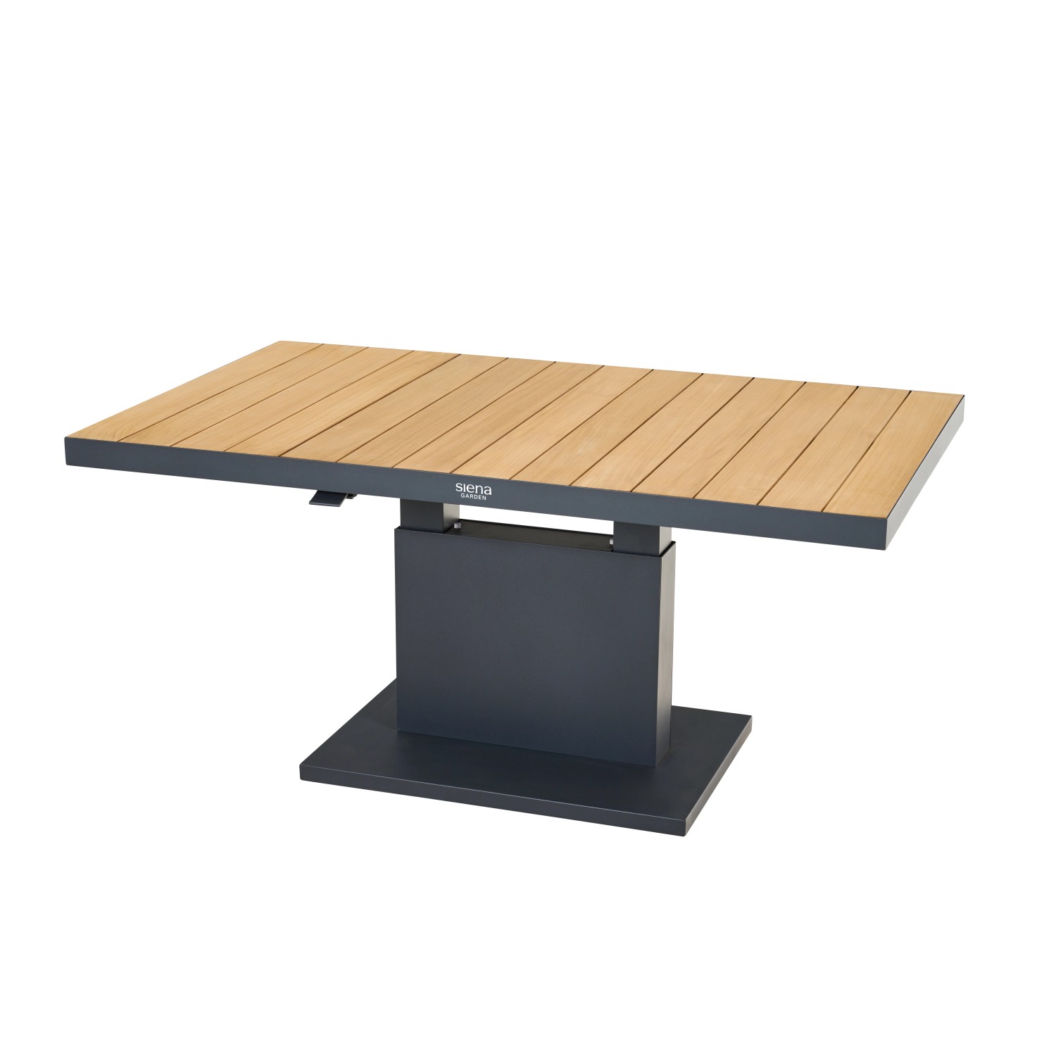 Rechteckiger Siena Garden Gartentisch Talina aus Teakholz, 85x140 cm, mit Aluminiumgestell.