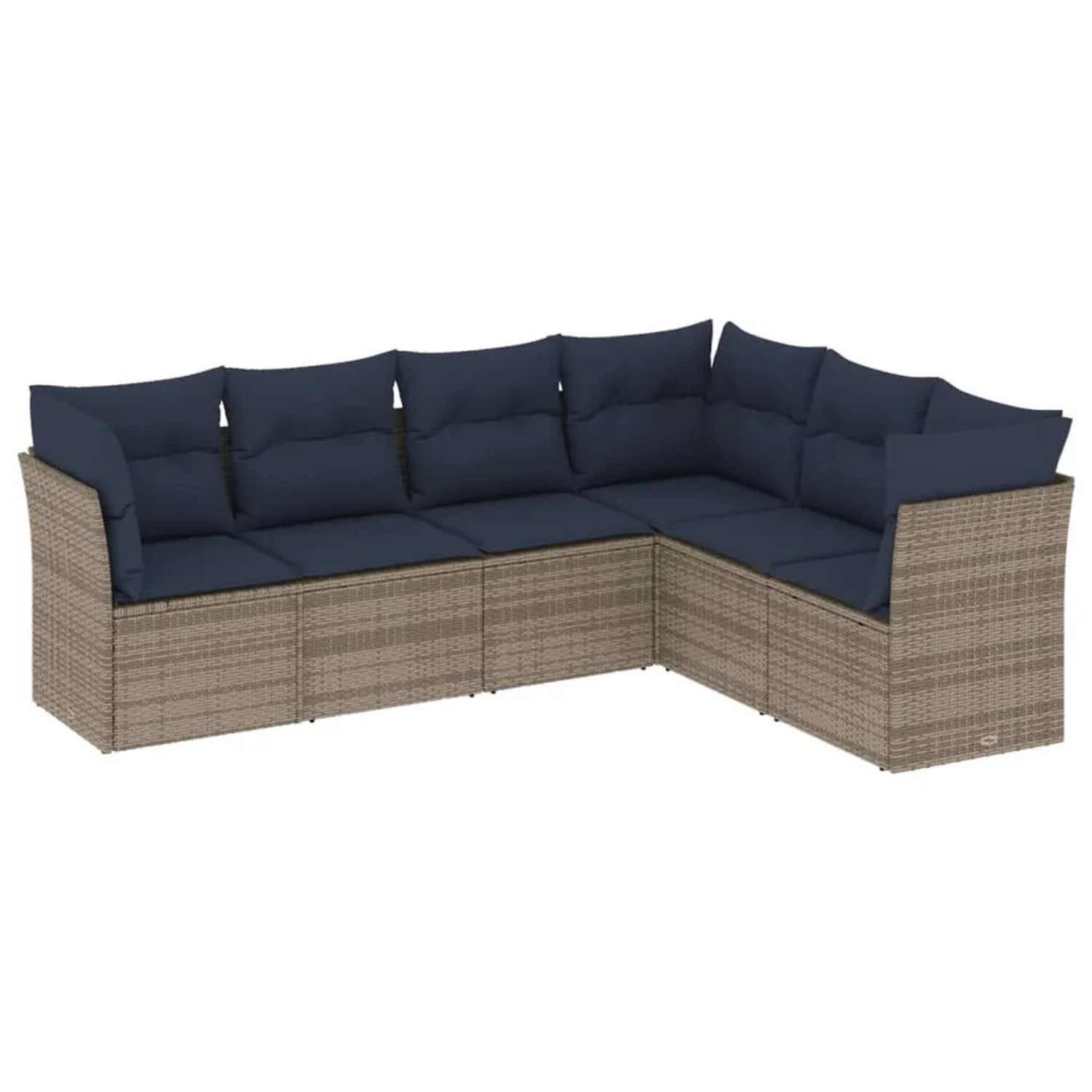 vidaXL 6-Tlg Gartensofa-Set mit Kissen Grau Polyrattan 3217681 günstig online kaufen