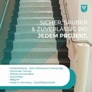 Scorprotect Abdeckvlies 0,65 M X 25 M Weiß 160 G Pro M² Selbsthaftend Bodenschutz Schutzvlies Treppenvlies