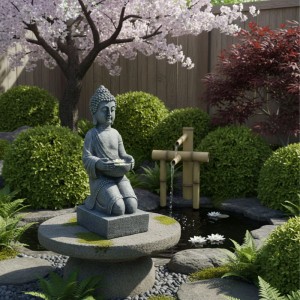 Relaxdays Buddha Figur Polyresin Grau Wetterfest Frostsicher 43 cm x 16 cm x 15 cm