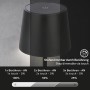 Schwarze Brilo Akku-Tischleuchte mit Touchdimmer für den Außenbereich.